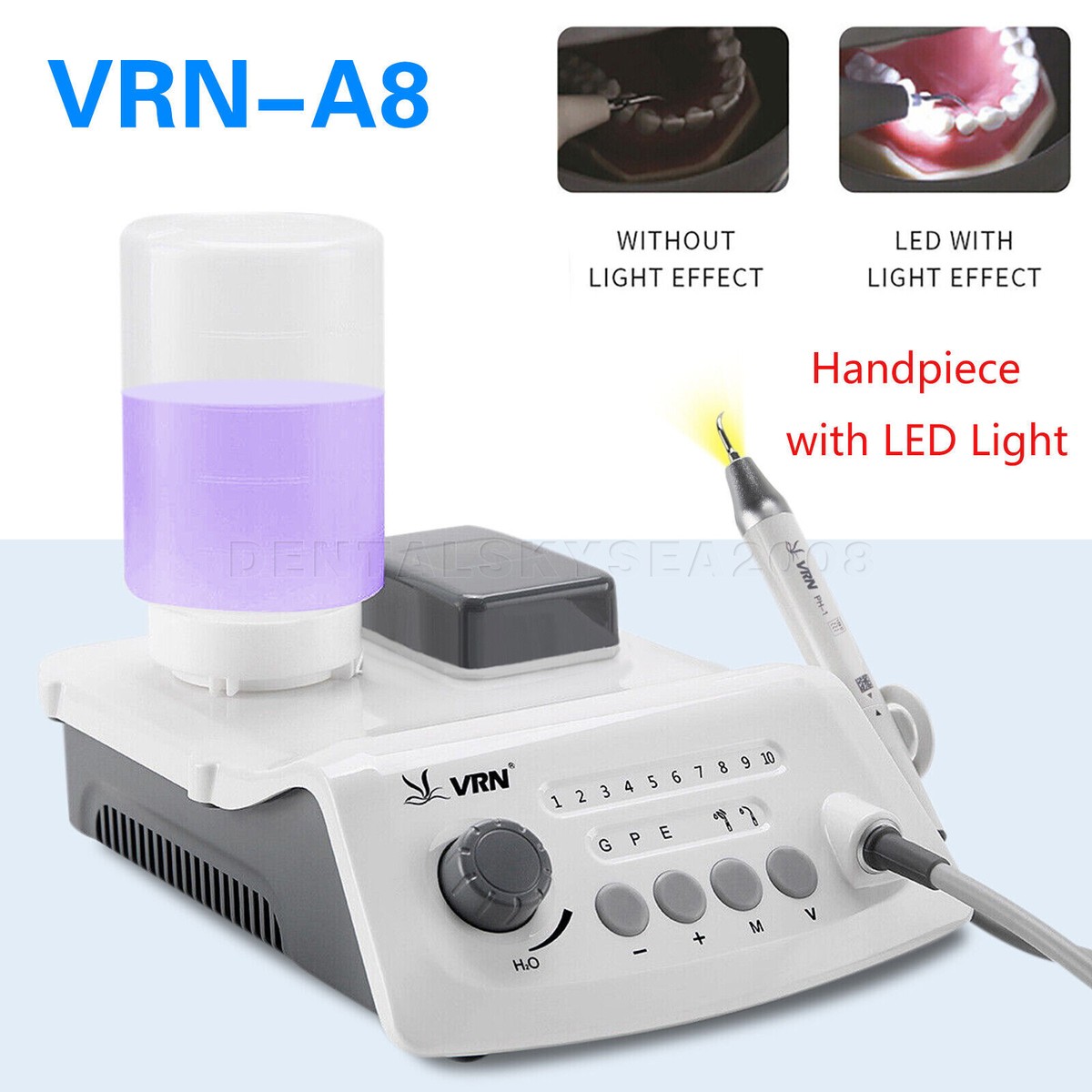 LED Dental Ultrasonic Piezo Scaler Handpiece With Bottle - Fits EMS Cavitron, Model VRN-A8 Plus