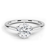 Ivy  Bauble 1 Carat CZ Solitaire Engagement Ring in White Gold Plating