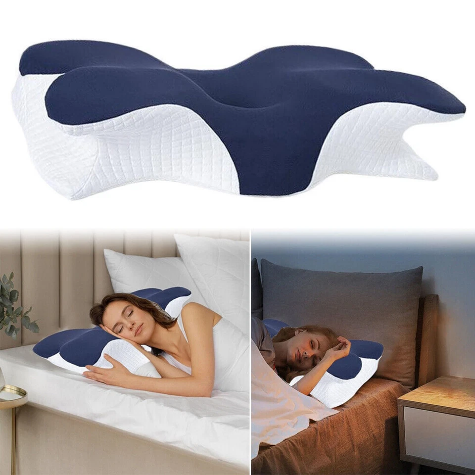 Almohadas ergonómicas de apoyo para el cuello Almohada de espuma viscoelástica cervical para aliviar el dolor de cuello. Foto 4 de 4