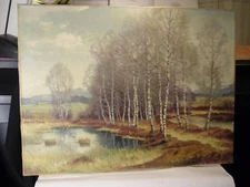  YOS = Josef Süssmeier ~ 1940 Dachau: birches in the moor impressionist pipe NRW