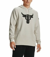 Under Armour Men's S-M Project Rock Charged Cotton Brahma Pullover Hoodie White