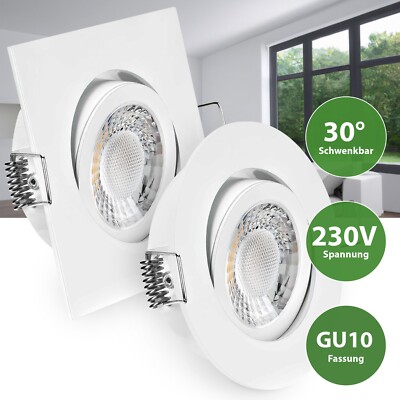 LED Einbaustrahler Einbauleuchte Deckenspot weiß rund eckig dimmbar GU10 230V