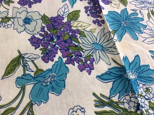 Vintage Retro Pretty Cotton NEW Purple Blue Floral Flower Single Bed Flat Sheet - Picture 3 of 3