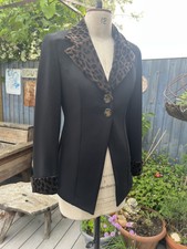 Vintage 80s Joseph Ribkoff Jacket Blazer Leopard Print Velvet Collar Size 8