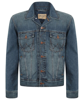 HERREN WRANGLER WESTERN TRACHTEN JEANSJACKE TOLLE QUALITÄT - STONEWASH BLAU