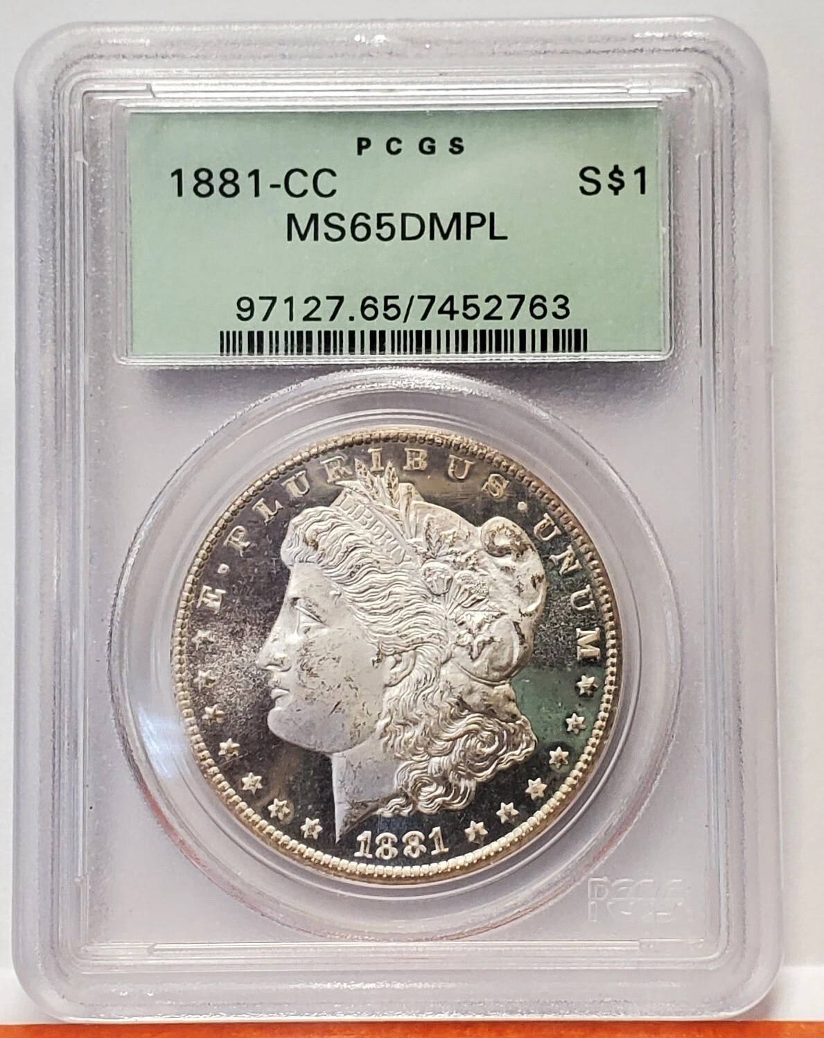 1881 Cc Morgan Silver Dollar PCGS Ms65 Dmpl OGH RARE US COIN Carson City Nevada