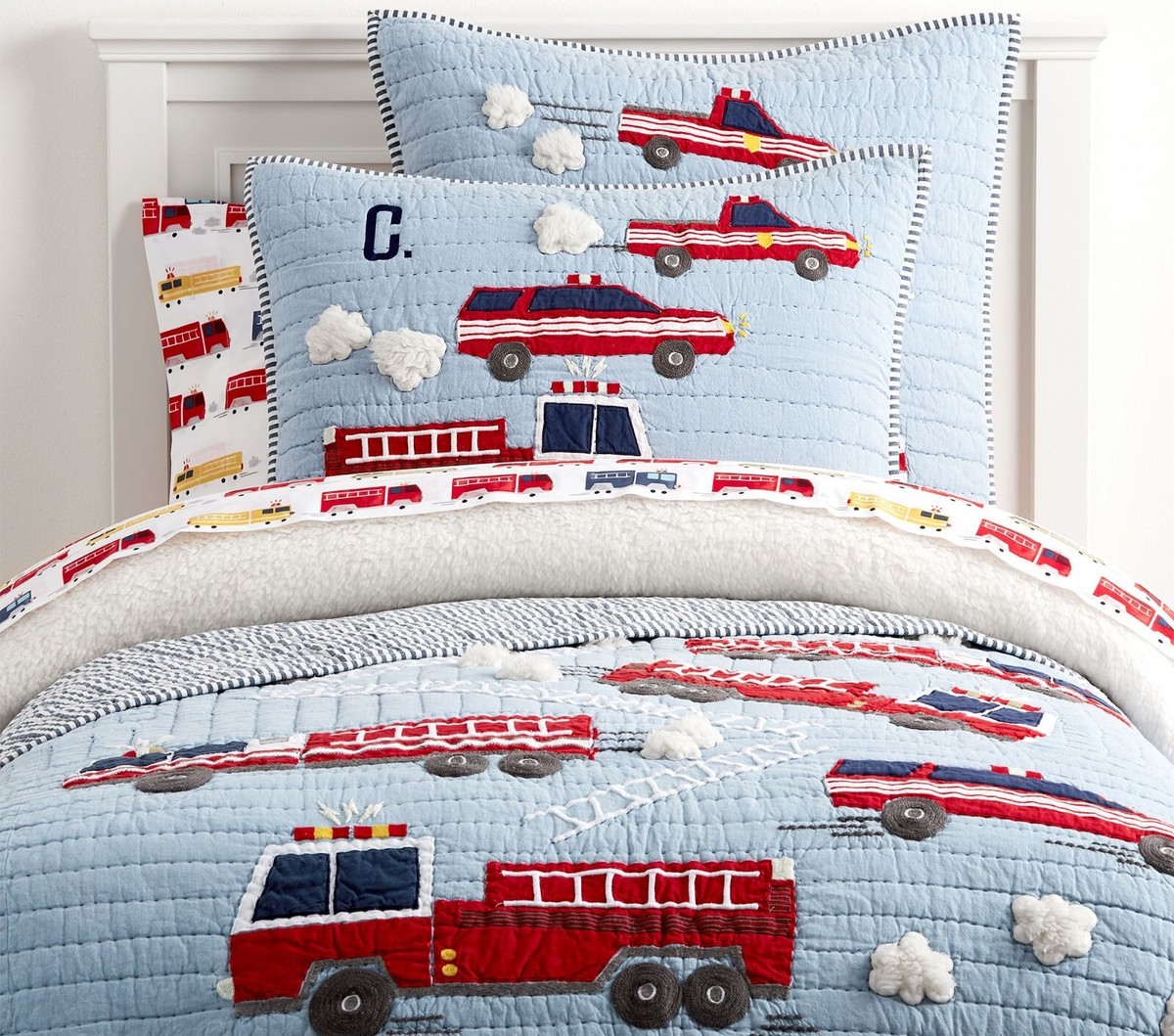 Fire Truck Sheet Set NEW Pottery Barn Kids Wyatt Firetruck Full