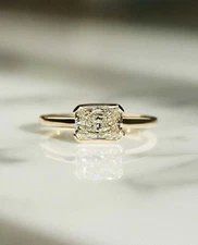 Bezel Set 1.24CT Radiant Cut Lab-Grown Diamond 10K Yellow Gold Engagement Ring