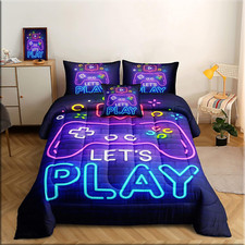 6 Pieces Gamer Bedding Set for Boys Gaming Comforter Full Size, Game Controller