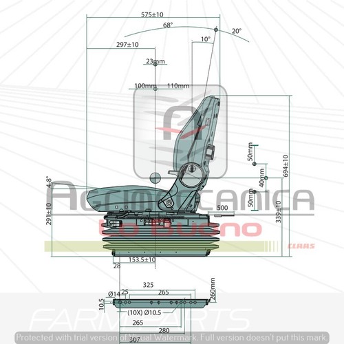 SEDILE PNEUMATICO TRATTORE PROBOSS AS1480 SOSPENSIONE PNEUMATICA - Foto 6 di 7