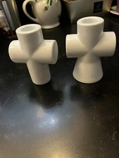 Adam + Eve White Porcelain Candle Holders By Gideon Dagan Designs