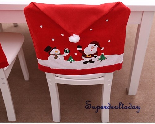 10Pieces Christmas Decor Chair Cover Xmas Santa Snowman Party Dining Chair Cover - Picture 2 of 7