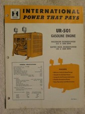 1950's IH INTERNATIONAL HARVESTER UR-501 STATIONARY GAS ENGINE BROCHURE
