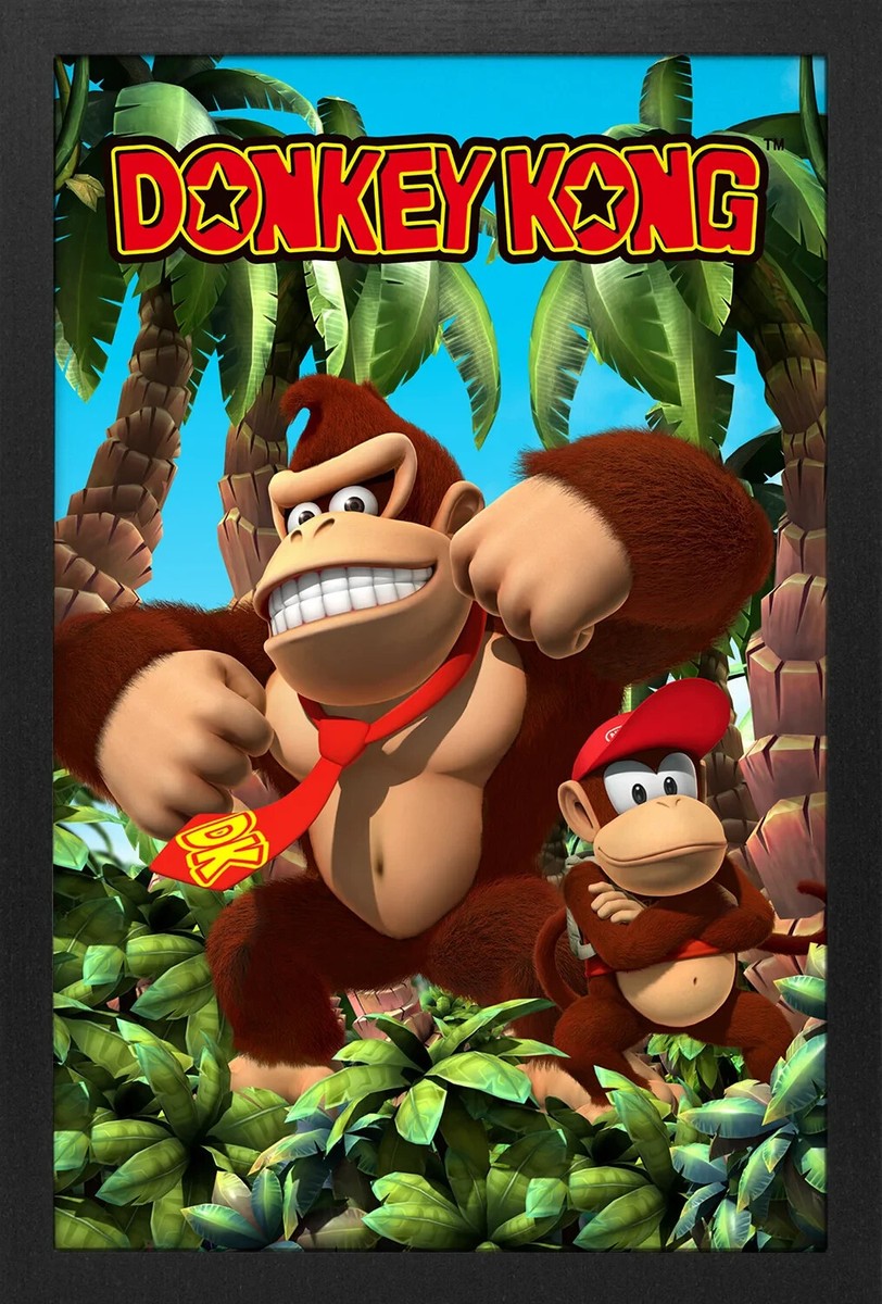 AFFICHE GELCOAT ENCADRÉE 12x18 NINTENDO DONKEY KONG COUNTRY JUNGLE JEUX  VIDÉO NE