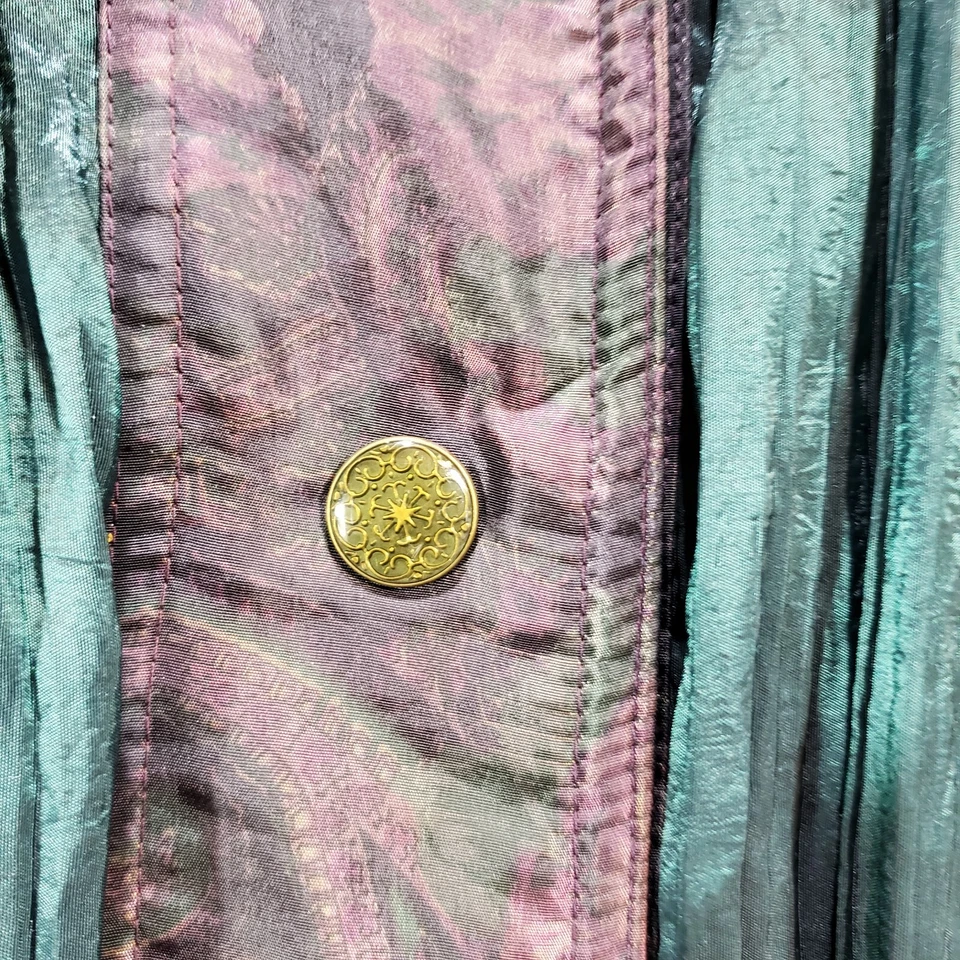 Izzi Vintage 90s Parka Jacket Womens Large Purple Teal Red Floral Pockets Ladies - Image 4 of 4