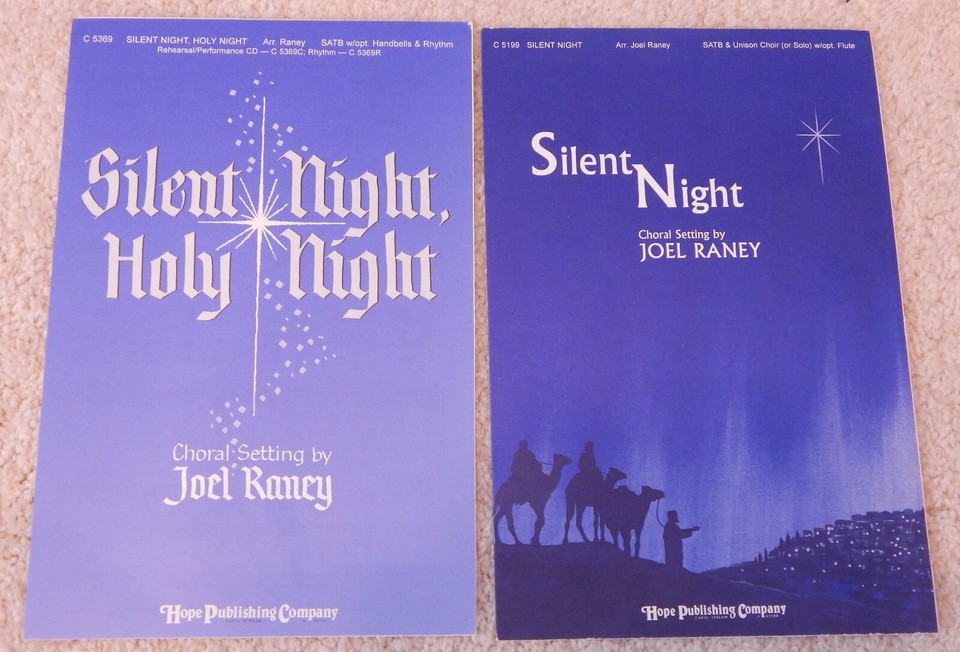 SILENT NIGHT HOLY NIGHT Sheet Music X2 SATB Unison Choir, Flute