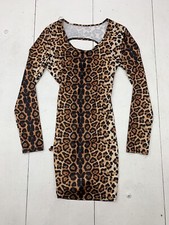 Unbranded Womens Cheetah Print Back Tie Long Sleeve Dress Size Small