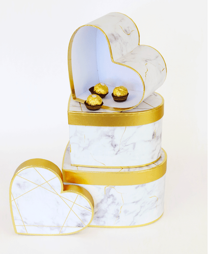 Premium Qualität Herzform Mable Blumenkasten Blumen Geschenkbox 3er Set, mit Deckel - Bild 14 von 21