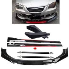 Glossy Black Front Bumper Lip Spoiler Side Skirt Rear Lip For Toyota Corolla SE