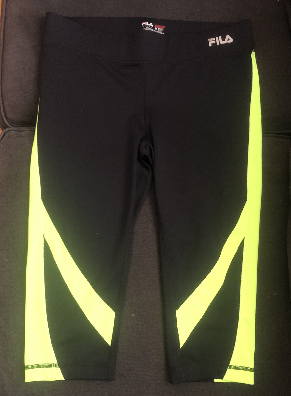 Pantaloni Yoga Sportivi Fila Live In Motion Donna Capri Nero Giallo Neon Tg M