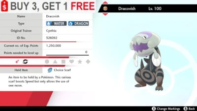 ✨ Shiny Dracovish ✨ 6IV Jolly with Choice Scarf for Pokemon Sword and Shield