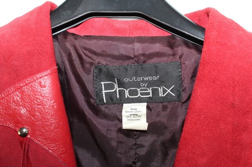 Vintage Red Fringe Suede Leather Jacket Outerwear by Phoenix Batwing no siz READ - Picture 3 of 22