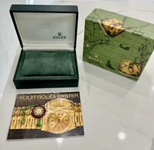 100% Genuine Vintage Rolex Oyster Perpetual Green Box Booklet Tag SET Late80-90s