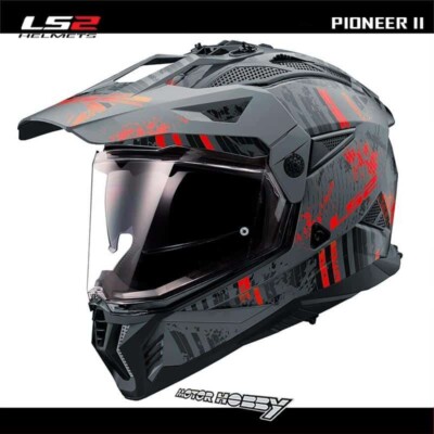 INTEGRALHELM TOURING LS2 MX702 PIONEER II CRAZY MATT SCHWARZ ROT ECE 22.06