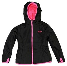 Weatherproof Girls Reversible Hooded Fleece Jacket, Black/Pink 5/6, 10/12, 14/16