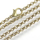 Antique Brass Bronze 30" 75cm Long Round 3mm Rolo Link Chain Necklace