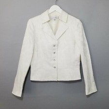 Tahari By Arthur Levine Winter White Floral Embroidered Evening Formal Blazer 10