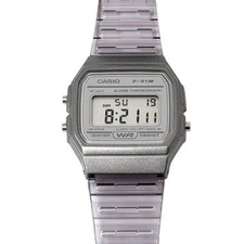 Casio F-91WS-8 Vintage Transparent Resin Band Digital Unisex Watch Original New