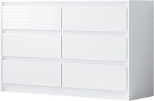 Harmin 6 Drawer High Gloss Chest / Sideboard / Cabinet Handleless Sleek Design