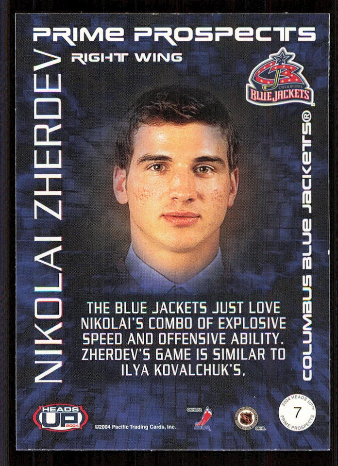 2003-04 Pacific Heads Up Prime Prospects #7 Nikolai Zherdev - Image 2 of 2