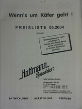 Hoffmann Speedster, Preisliste 5.2004, Handel, alles um den VW Käfer