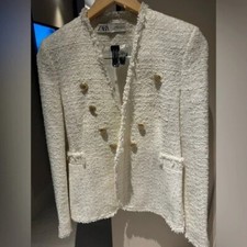 Zara cream double breasted blazer size XS Used once     