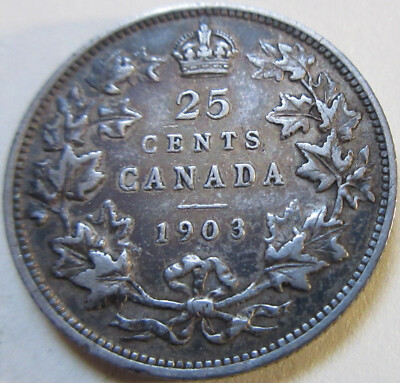 1903 Canada Silver Twenty-Five Cents Coin SHARP FEATURE NICE GRADE