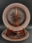 2 Anchor Hocking Pink Miss America 10.25” Grill Plates VTG Glass Set Of 2