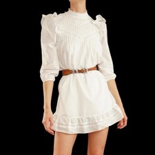 Reformation “Dinah” white cotton mini babydoll dress Size 4 Small