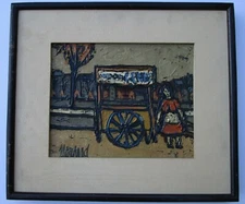 FINEST PHILLIPE MARCHAND PAINTING FRENCH EXPRESSIONIST  MODERNIST STREET SCENE