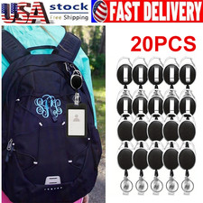 20 Pack ID Badges Retractable Lanyard Heavy Duty Reel 23" With Clip  Keychain