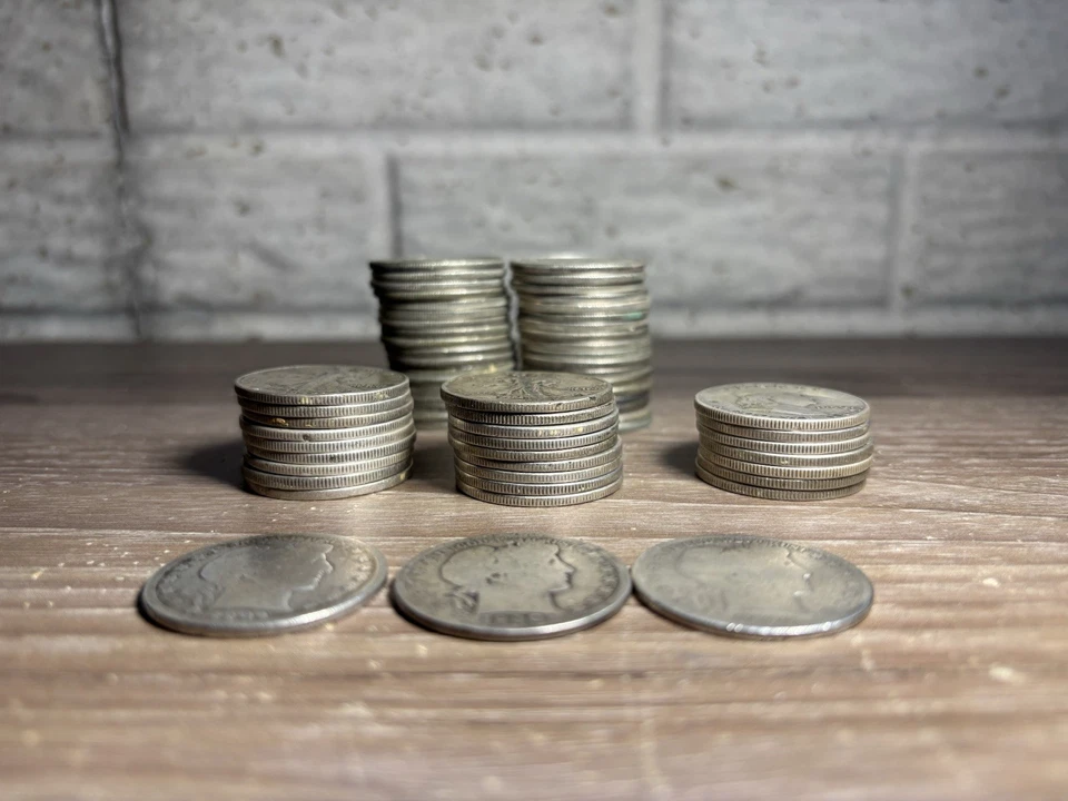 Lote de 64 medios dólares. 3 - Barbero, 18 - Caminar, 7 - Franklin, - 36 Kennedy Foto 3 de 3