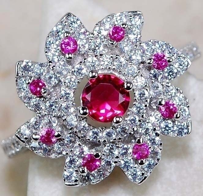 2CT Heat Treated Rubellite Tourmaline 925 Sterling Silver Ring Sz 7 N2-1