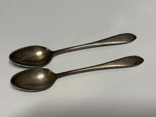 2 Wallace Puritan c1910 Sterling 5&3/8" Teaspoon 5 o'clock Monogrammed Flatware