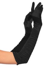 Party Gloves for Women Long Satin Opera Gloves Shirred Elbow Gloves Standard