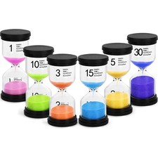 Sand Timers, 6PCS Colorful Hourglass Sandglass Timer 1/3/5/10/15/30 Minutes S...