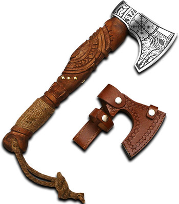 Custom Gift Forged Carbon Steel Viking Style Axe Bearded Axe with Rose Wood Shaf