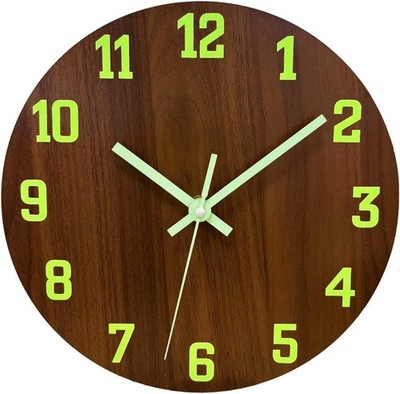Glow in The Dark Wall Clock, 8 Inch Modern Silent Non Ticking Wall 8INCH Brown