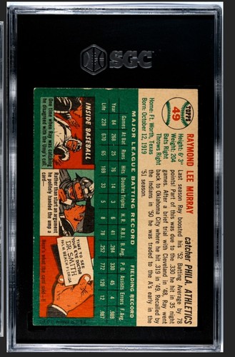 1954 Topps #49 Ray Murray White Back Athletics SGC 5 - EX - Picture 2 of 3