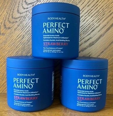 3 BodyHealth PERFECT AMINO Essential Amino Acids Powder ~90 Servings ~STRAWBERRY
